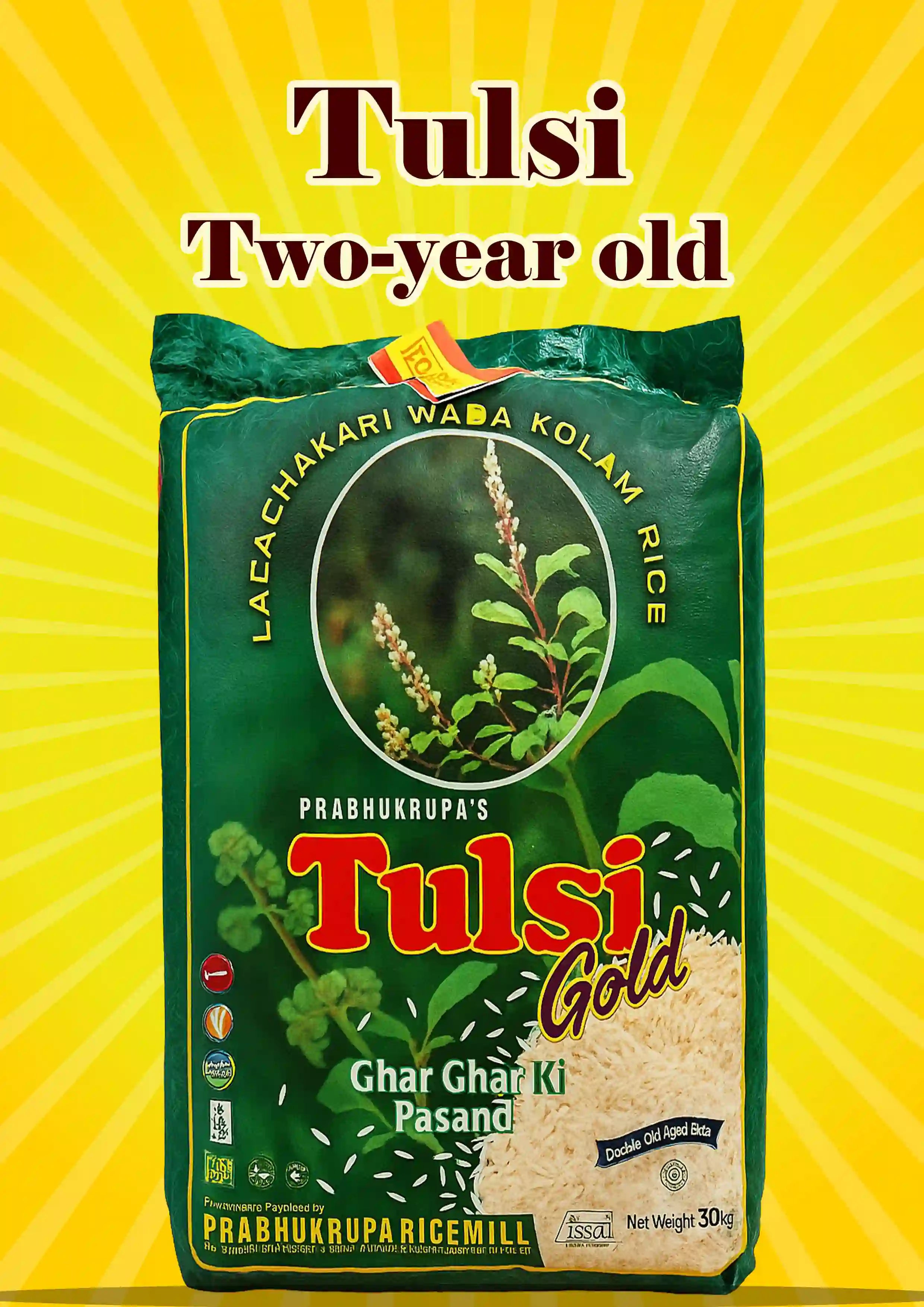 Tulsi Gold Two Year Old Rice – 30kg Bulk Pack | Prabhukrupa Rice Mills ...